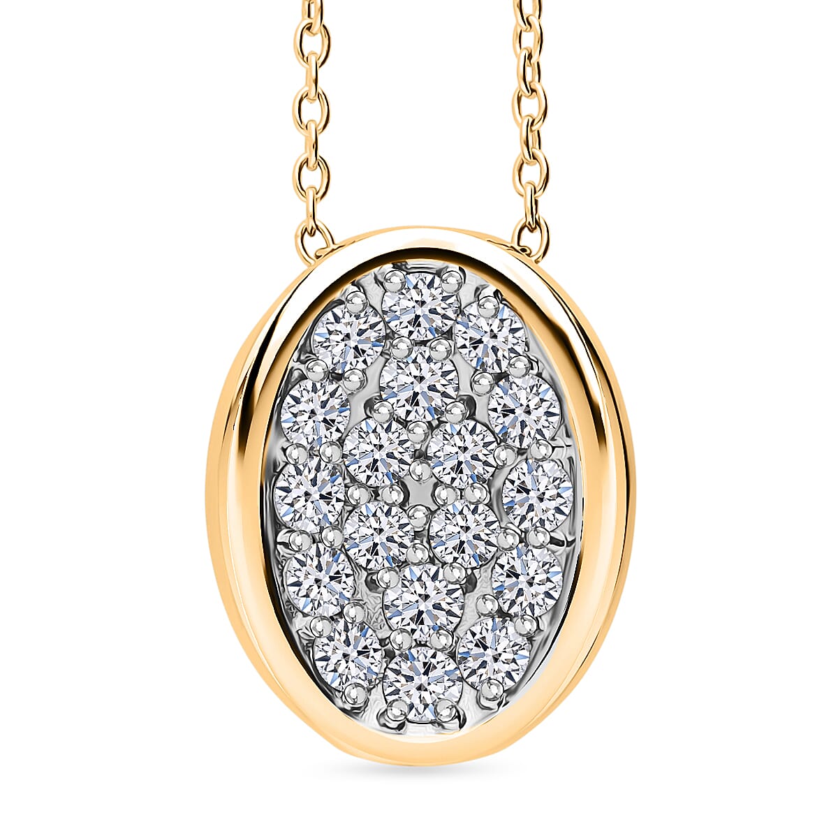 Luxuriant Diamond Lab Grown Diamond (SI-GH) Pendant with Chain (Size 18-2) in Vermeil Yellow Gold Plated Sterling Silver