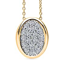 LUXURIANT Lab Grown Diamond Cluster Pendant with Chain (Size 18-2) in Vermeil Yellow Gold Plated Sterling Silver (SI-GH)