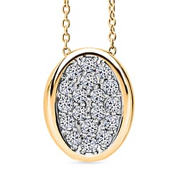 LUXURIANT Lab Grown Diamond Cluster Pendant with Chain (Size 18-2) in Vermeil Yellow Gold Plated Sterling Silver (SI-GH)