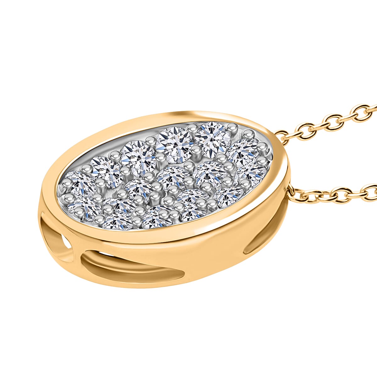 Luxuriant Diamond Lab Grown Diamond (SI-GH) Pendant with Chain (Size 18-2) in Vermeil Yellow Gold Plated Sterling Silver