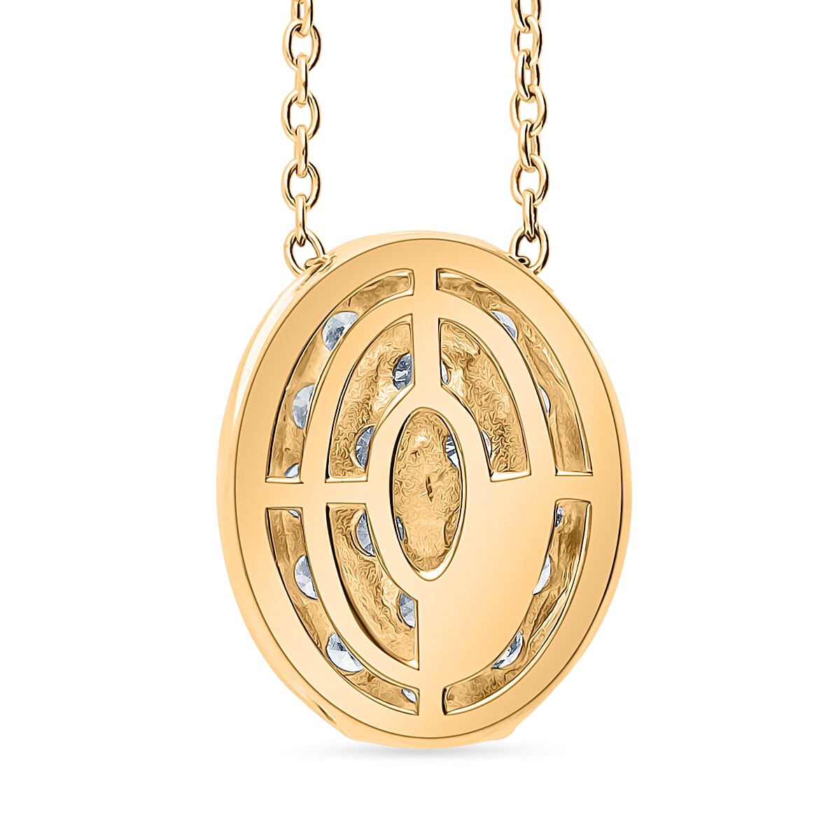 Luxuriant Diamond Lab Grown Diamond (SI-GH) Pendant with Chain (Size 18-2) in Vermeil Yellow Gold Plated Sterling Silver