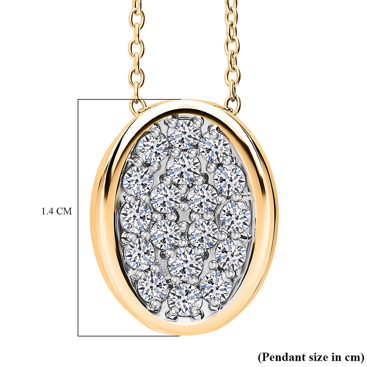 Luxuriant Diamond Lab Grown Diamond (SI-GH) Pendant with Chain (Size 18-2) in Vermeil Yellow Gold Plated Sterling Silver