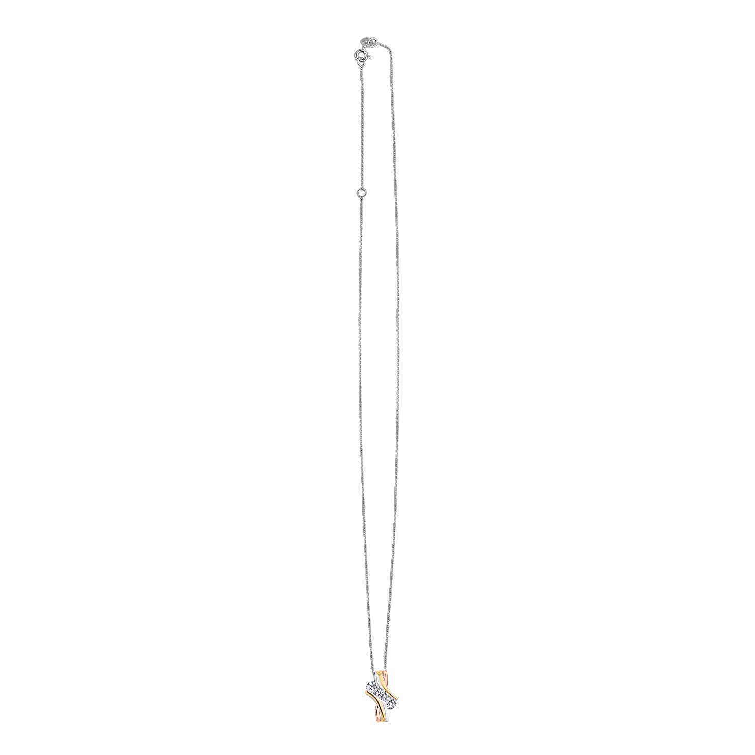 Luxuriant Diamond Lab Grown Diamond Pendant with Chain (Size 18-20) in Sterling Silver, Yellow & Rose Gold