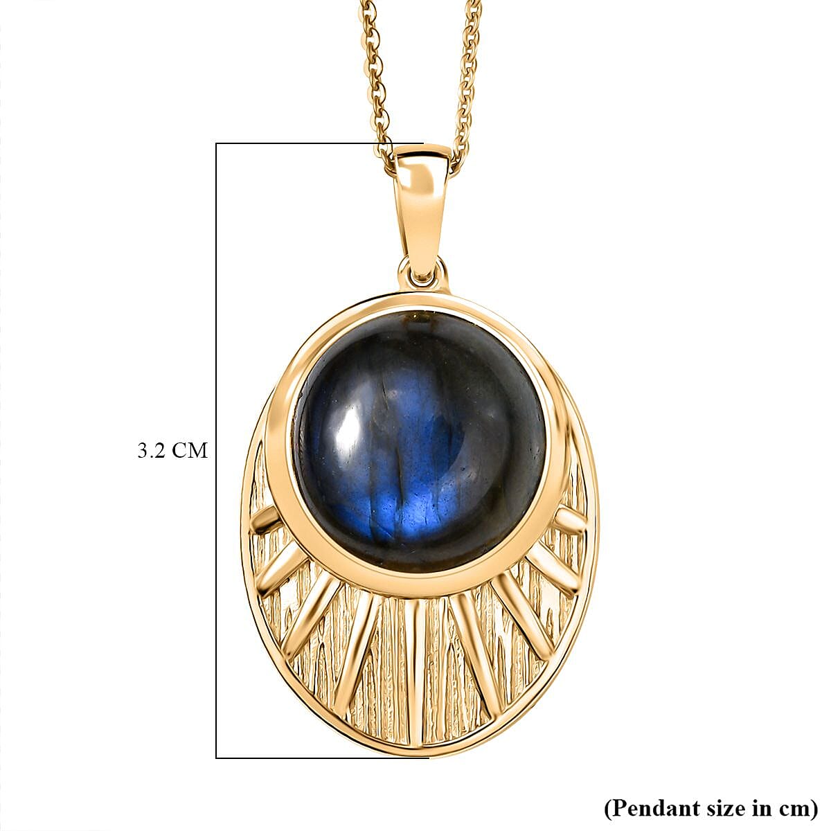 Labradorite Pendant with Chain (Size 20) Stainless Steel 11.000 Ct. Labradorite Pendant with Chain (Size 20) Stainless Steel 11.000 Ct.