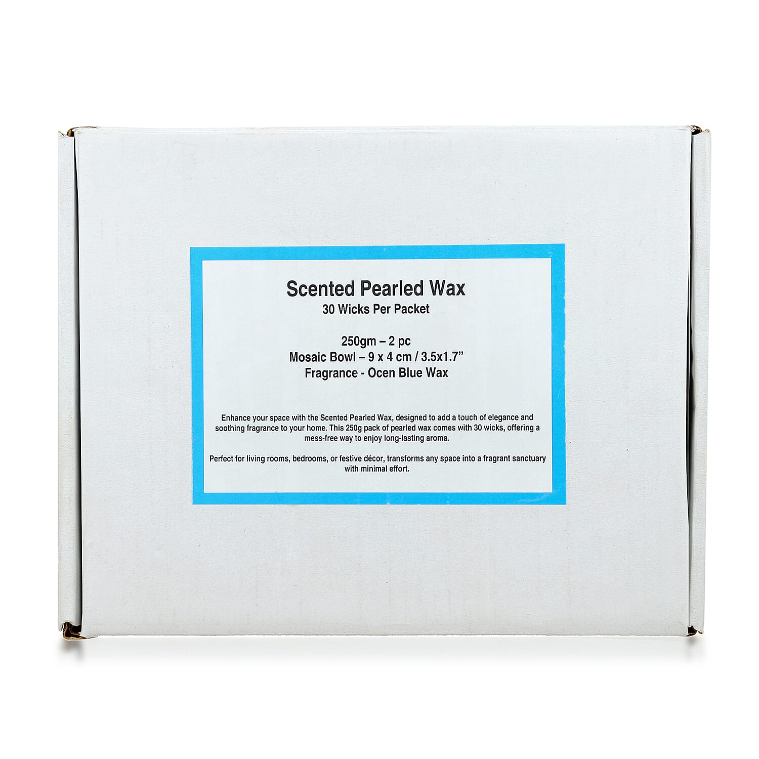 Candle Making Kit - 100% Plant-Based Pearled Wax, 30 Wicks, 2 Mosaic Bowls & Ocean Fragrance