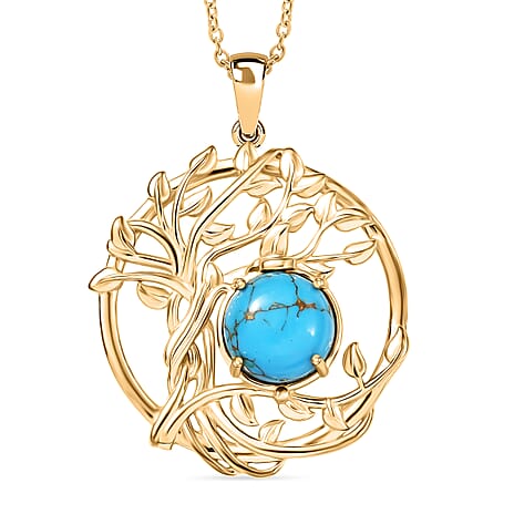 Tucson Find - Blue Turquoise Leaf Pendant with Chain (Size 20)