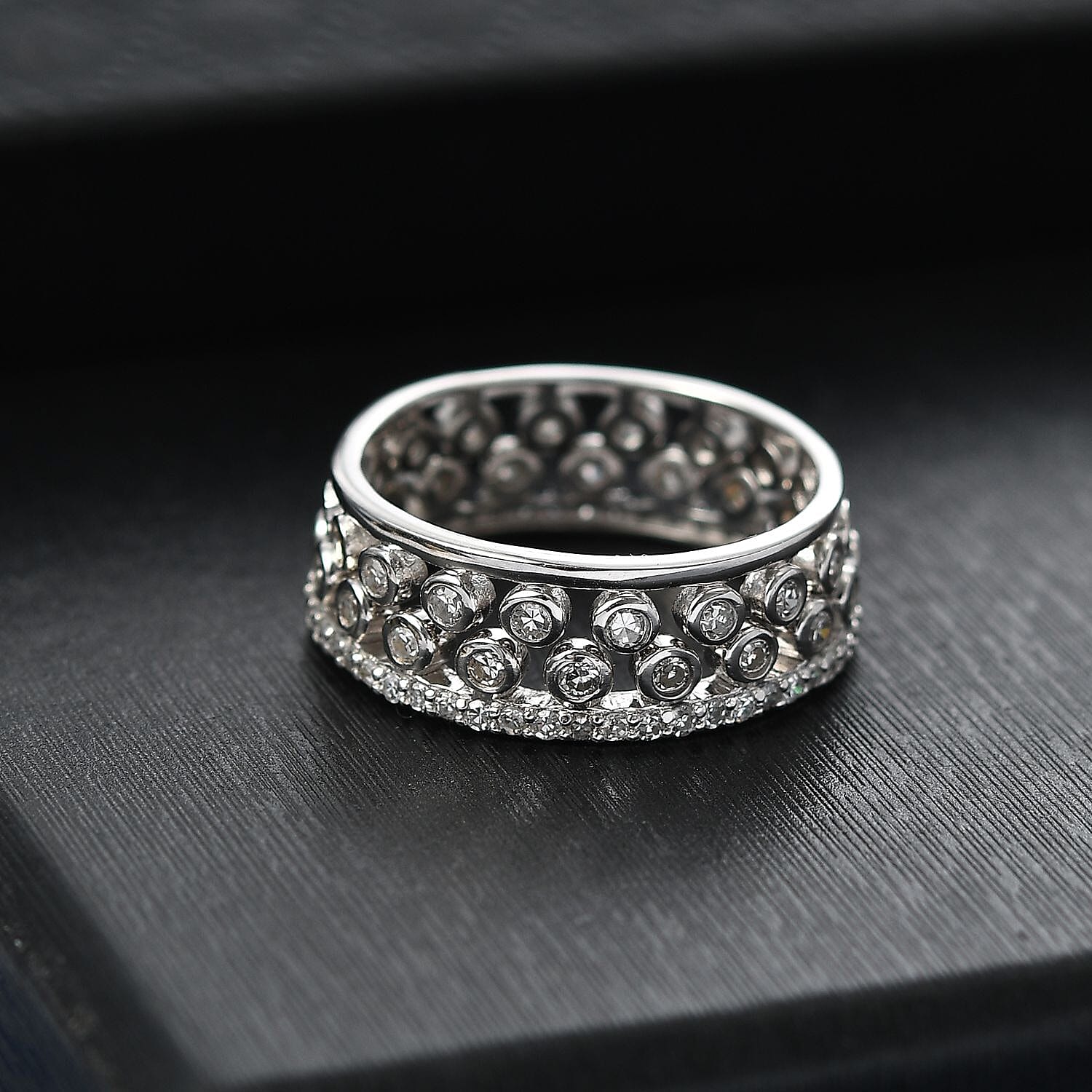 Set of 2 - Luxuriant Lab Grown Diamond (SI-GH) Stackable Ring in Rhodium Overlay Sterling Silver