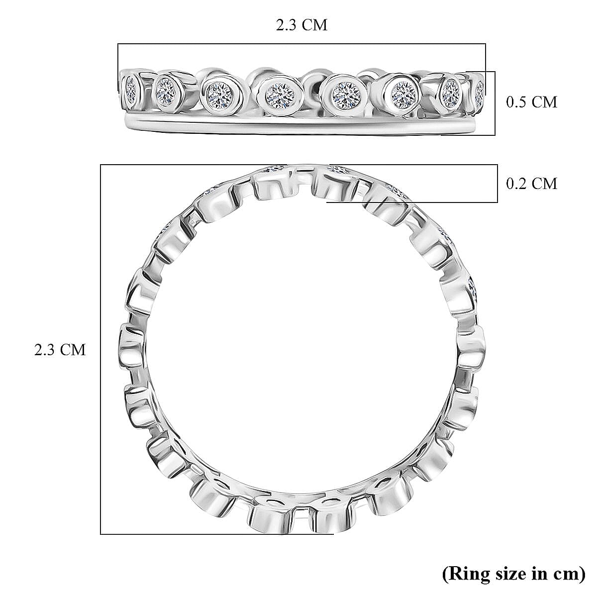 Set of 2 - Luxuriant Lab Grown Diamond (SI-GH) Stackable Ring in Rhodium Overlay Sterling Silver 1.00 Ct.