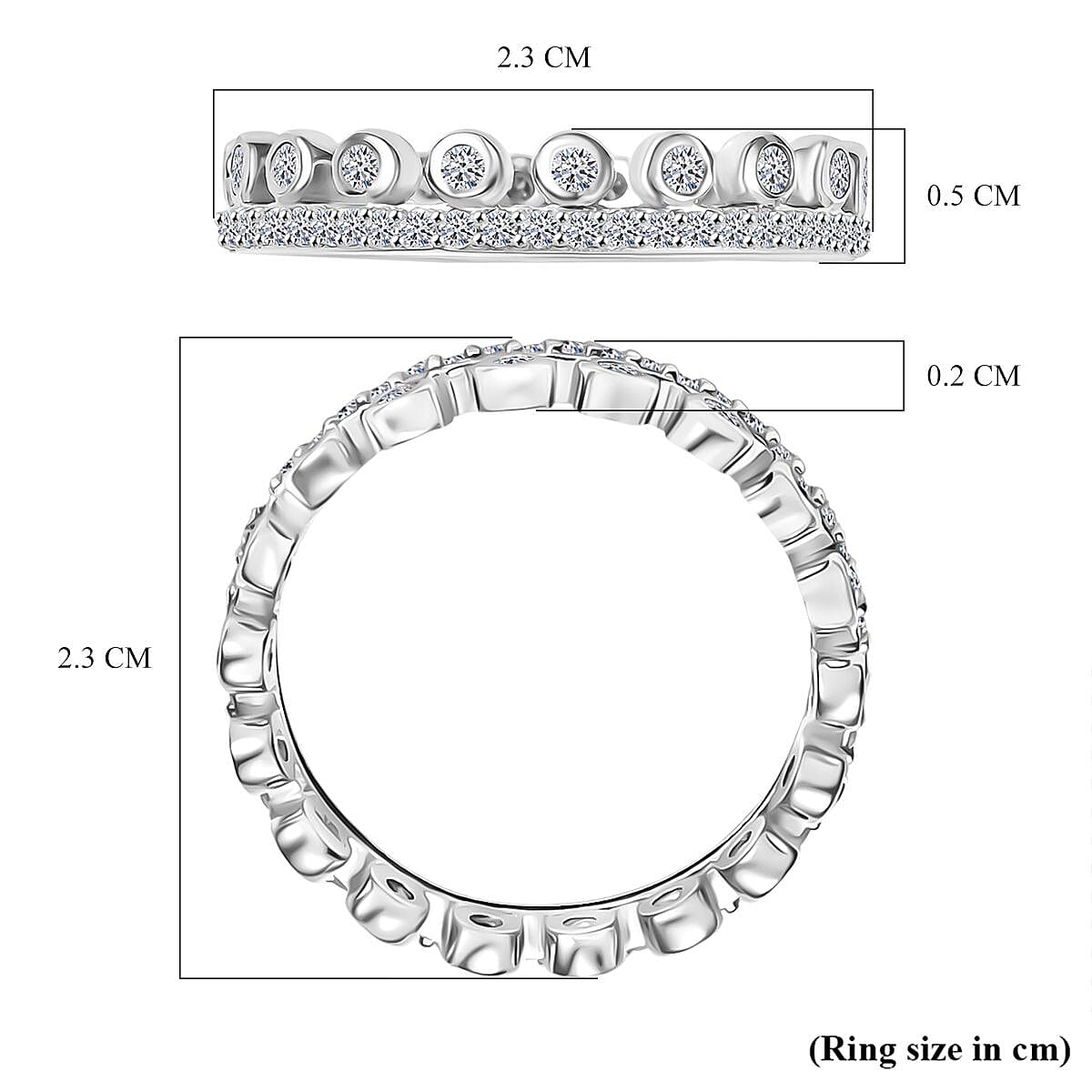 Set of 2 - Luxuriant Lab Grown Diamond (SI-GH) Stackable Ring in Rhodium Overlay Sterling Silver 1.00 Ct.