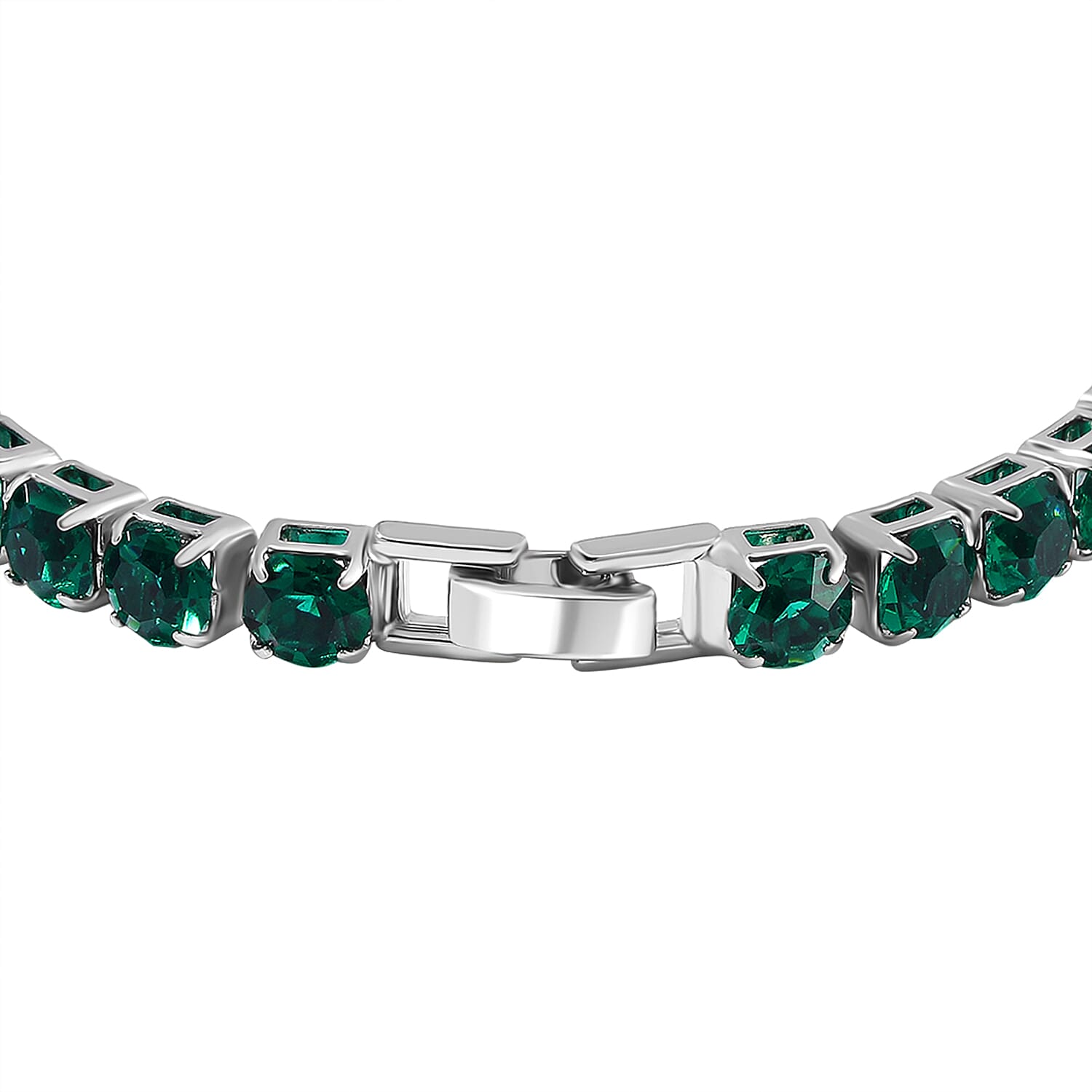 2 Piece Set - Austrian Green Crystal Bracelet (Size 7.5) & Bracelet Buddy 70.00 Ct.