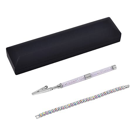 2 Piece Set - Simulated Mystic White Crystal Bracelet (Size 7.5) & Bracelet Buddy 70.00 Ct.