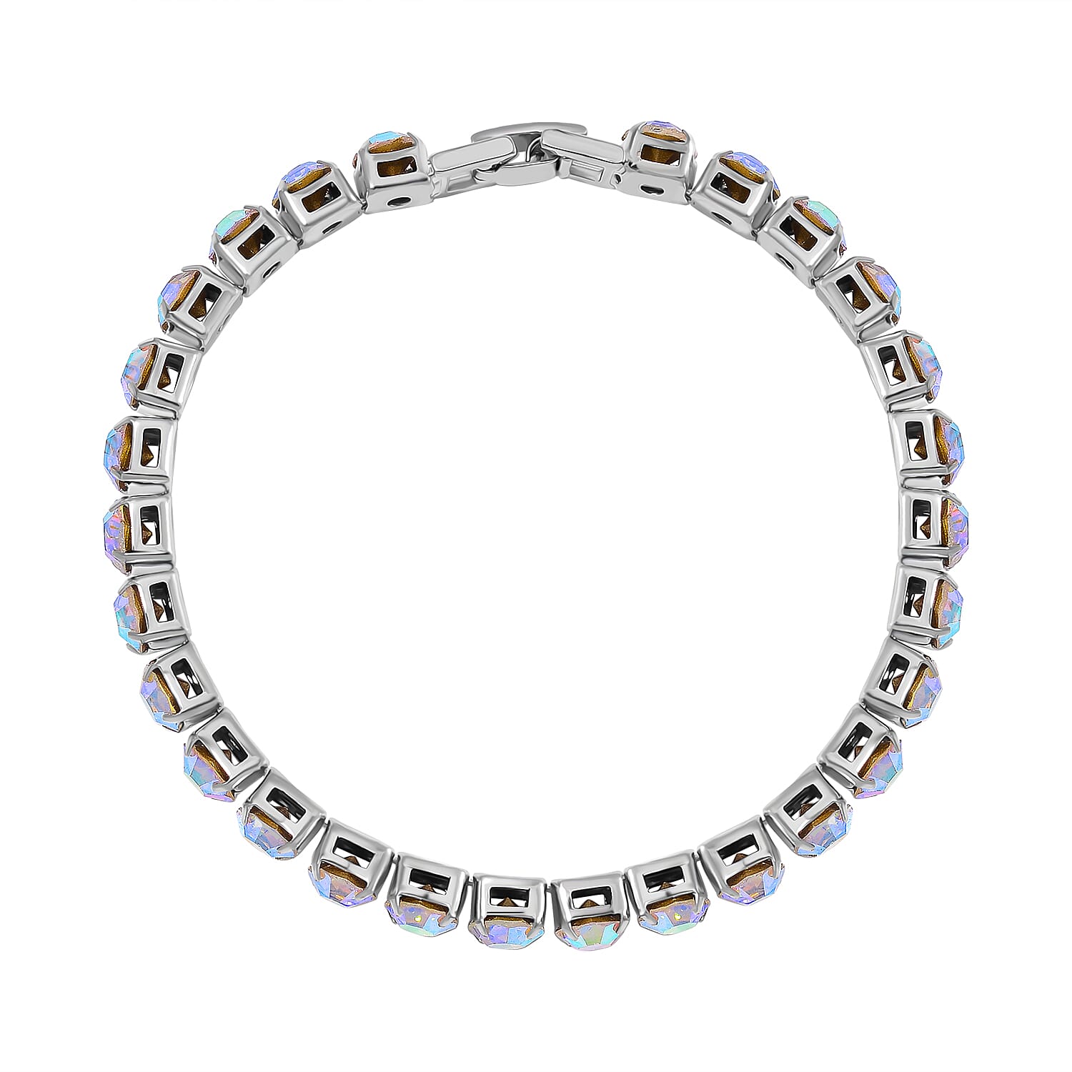 2 Piece Set - Simulated Mystic White Crystal Bracelet (Size 7.5) & Bracelet Buddy 70.00 Ct.