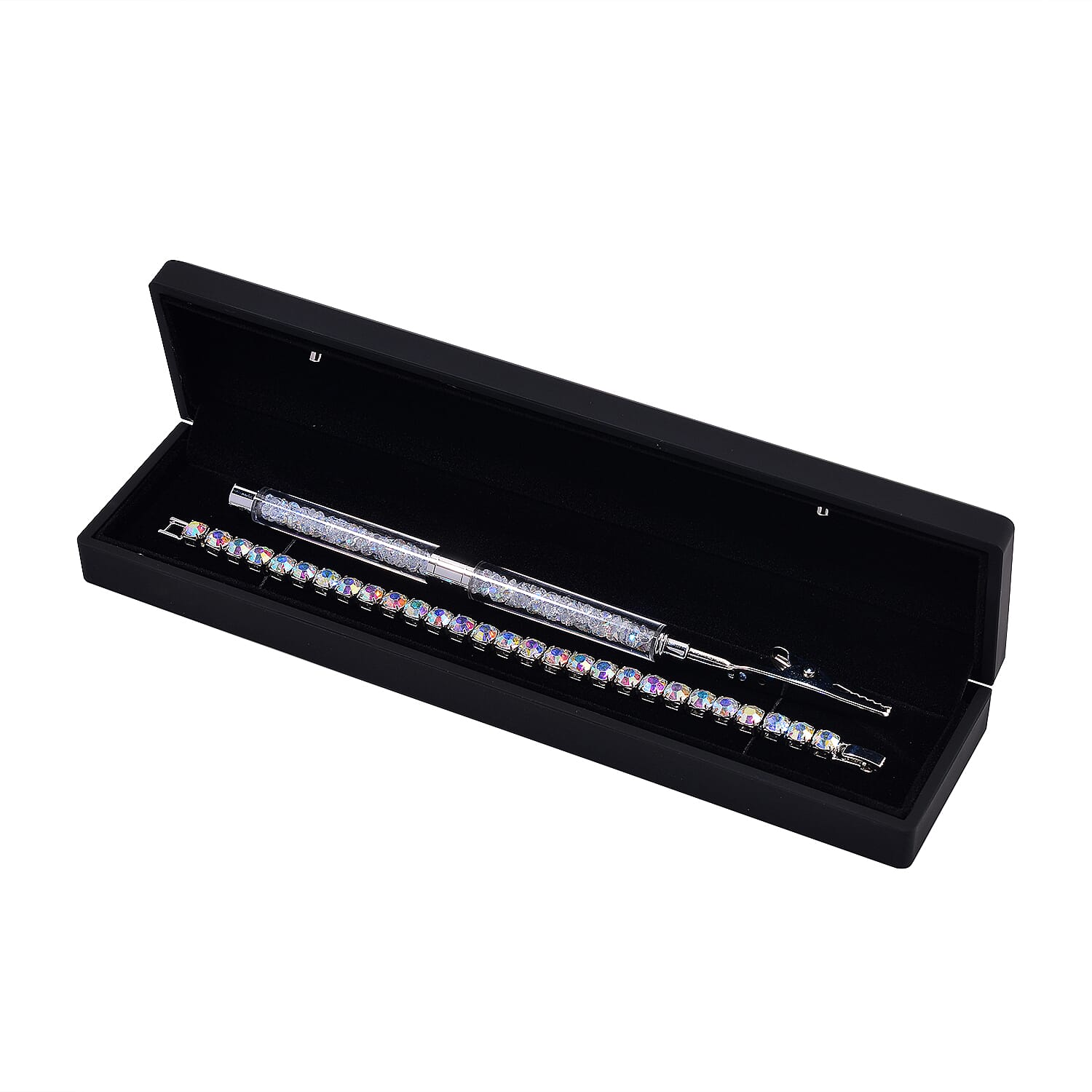 2 Piece Set - Simulated Mystic White Crystal Bracelet (Size 7.5) & Bracelet Buddy 70.00 Ct.