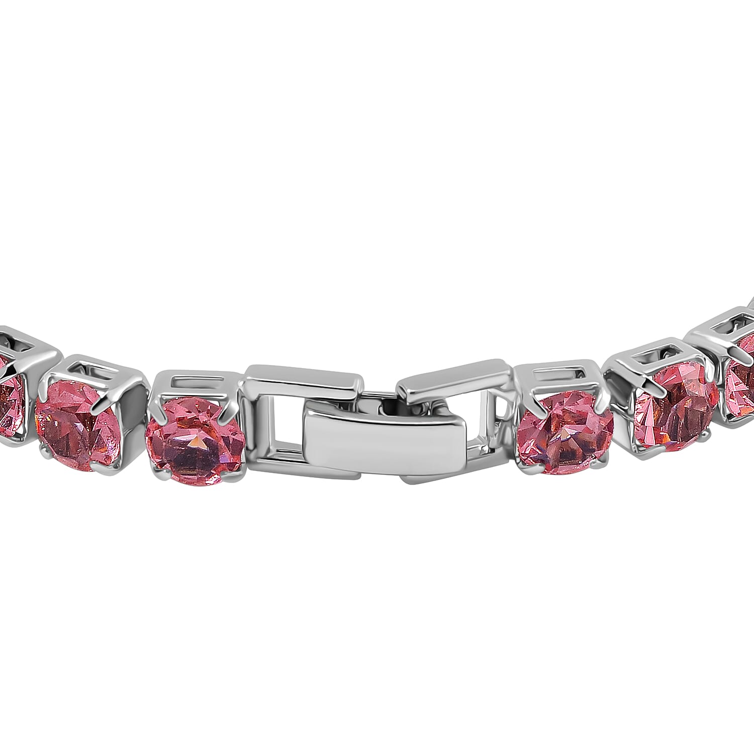 2 Piece Set - Austrian Pink Crystal Bracelet (Size 7.5) & Bracelet Buddy 70.00 Ct.
