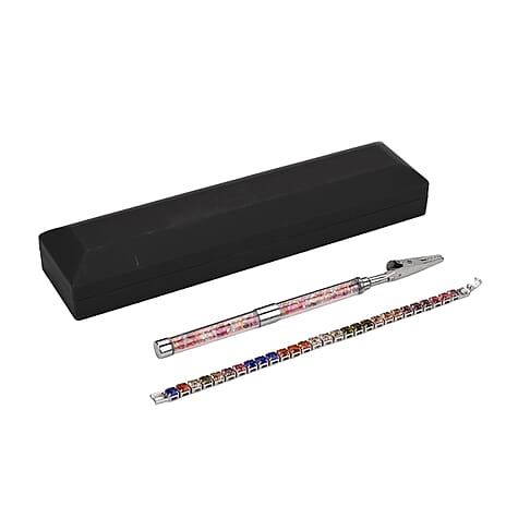 2 Piece Set - Austrian Multi Color Crystal Bracelet (Size 7.5) & Bracelet Buddy 70.00 Ct.
