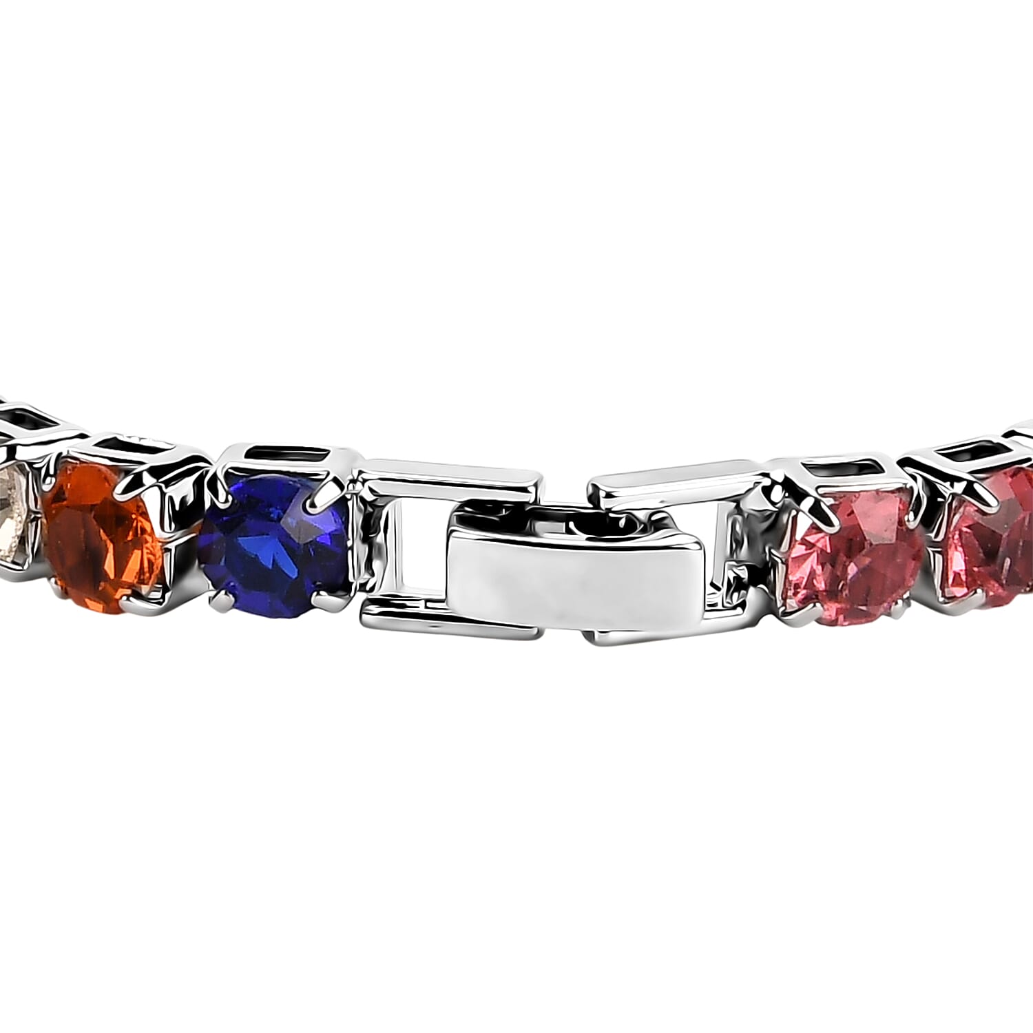 2 Piece Set - Austrian Multi Color Crystal Bracelet (Size 7.5) & Bracelet Buddy 70.00 Ct.