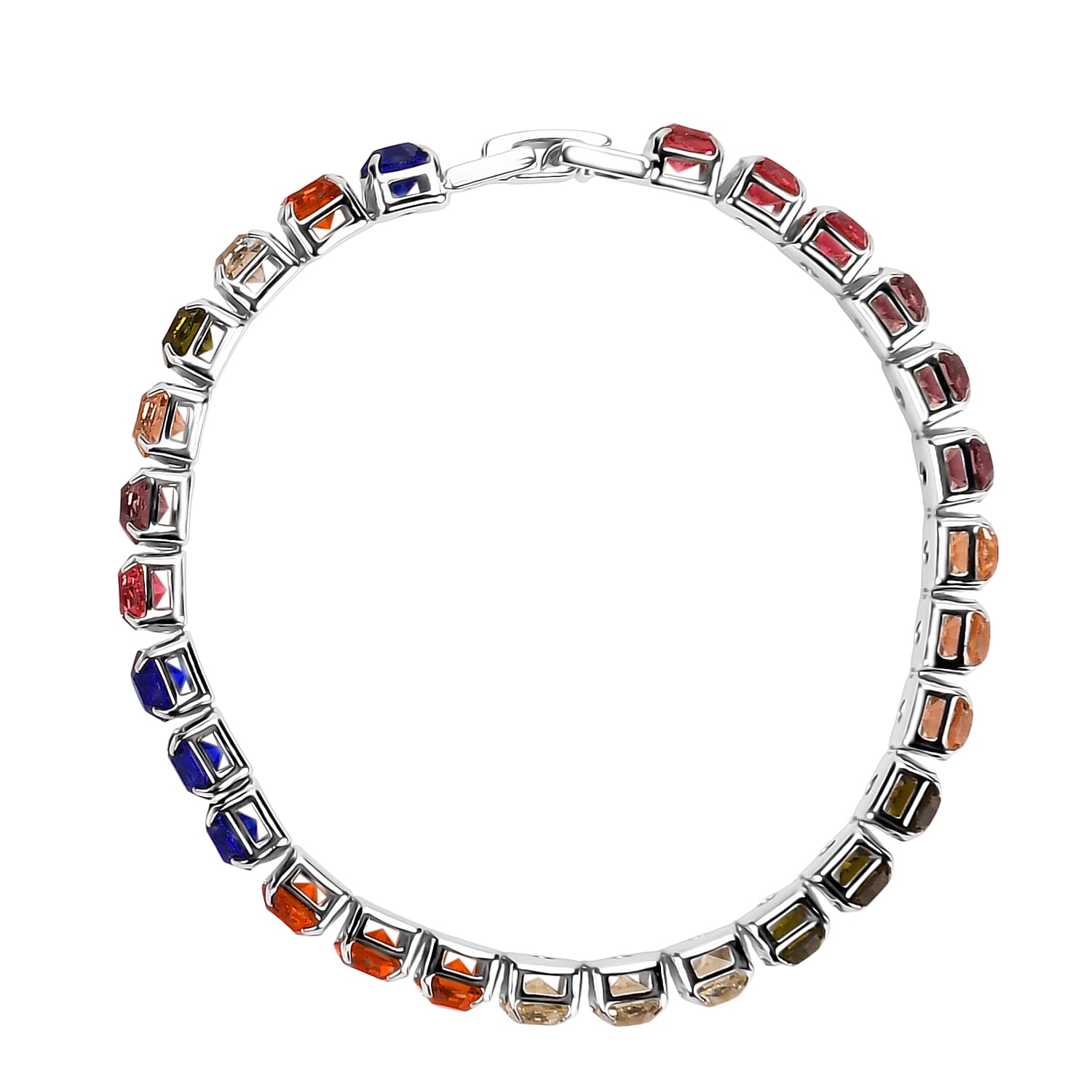 2 Piece Set - Austrian Multi Color Crystal Bracelet (Size 7.5) & Bracelet Buddy 70.00 Ct.