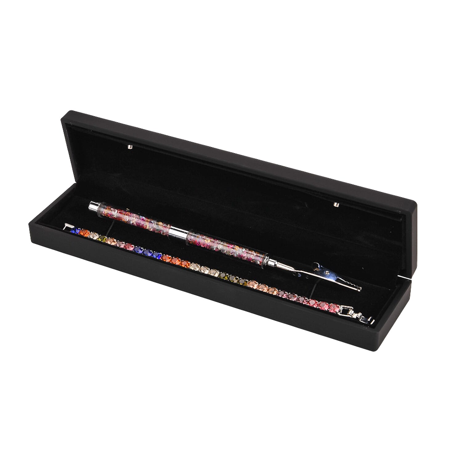 2 Piece Set - Austrian Multi Color Crystal Bracelet (Size 7.5) & Bracelet Buddy 70.00 Ct.