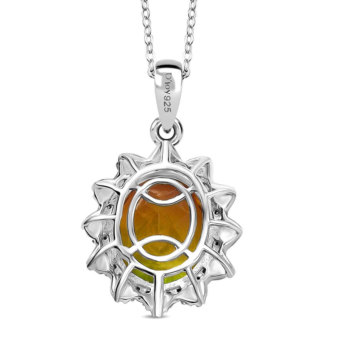 Djoy Rainbow Genesis Quartz & White Zircon Floral Glow Pendant with Chain (Size 20) in Rhodium Overlay Sterling Silver 5.38 Ct. Djoy Rainbow Genesis Quartz & White Zircon Floral Glow Pendant with Chain (Size 20) in Rhodium Overlay Sterling Silver 5.38 Ct.