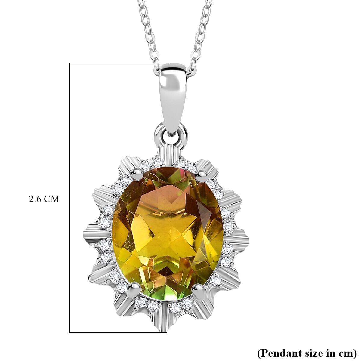 Djoy Rainbow Genesis Quartz & White Zircon Floral Glow Pendant with Chain (Size 20) in Rhodium Overlay Sterling Silver 5.38 Ct. Djoy Rainbow Genesis Quartz & White Zircon Floral Glow Pendant with Chain (Size 20) in Rhodium Overlay Sterling Silver 5.38 Ct.