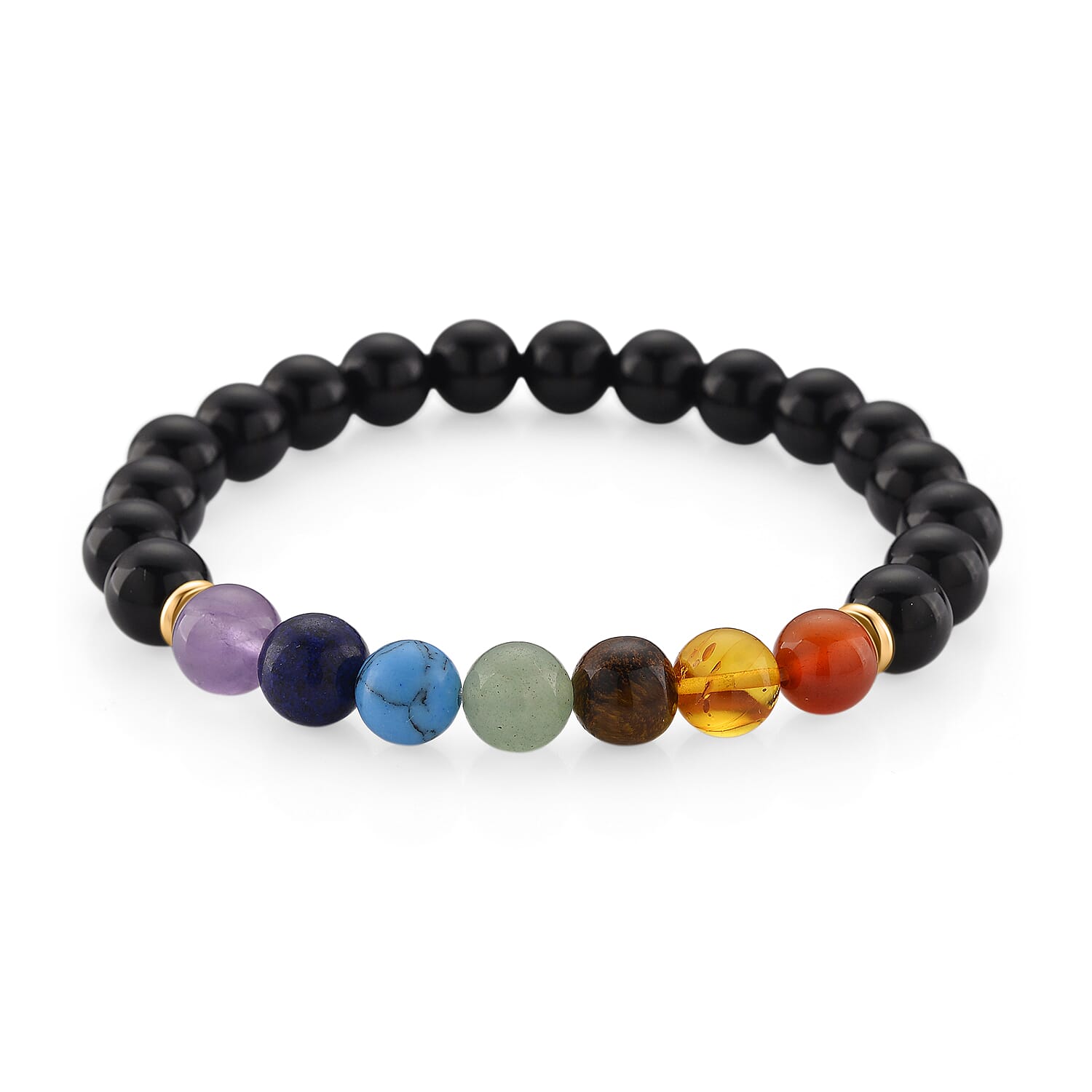 Tuscon Find Closeout Deal - 2 Piece Set - Framed Gemstone Tree of Life - Blue Howlite, Multi Gemstone with Seven Chakra Gemstone Bracelet (Size 7.5 Stretchable) 240.00 Ct.