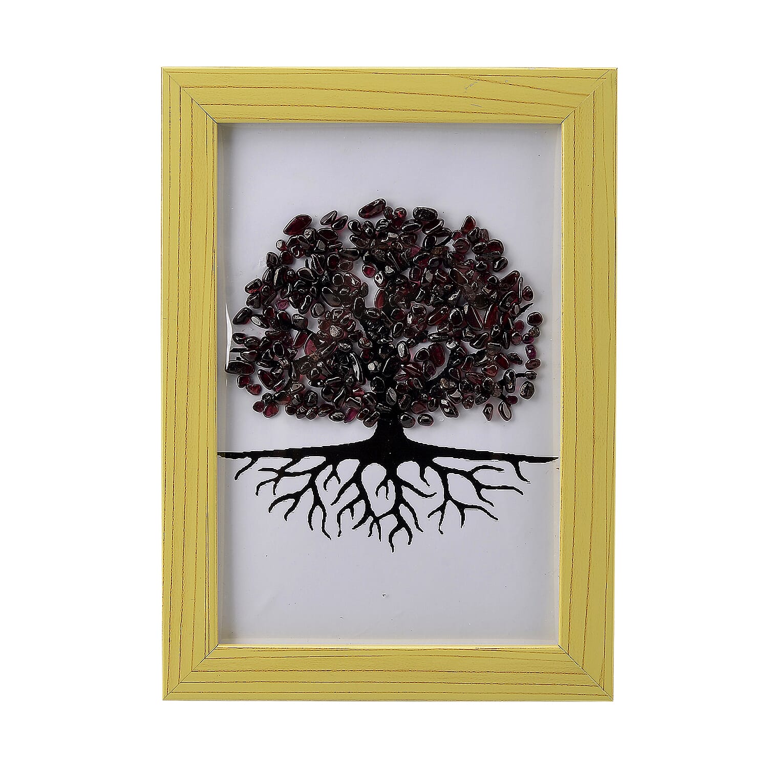 Tuscon Find Closeout Deal - 2 Piece Set -  Framed Gemstone Tree of Life - Red Garnet, Multi Gemstone with Seven Chakra Gemstone Bracelet (Size 7.5 Stretchable) 240.00 Ct.