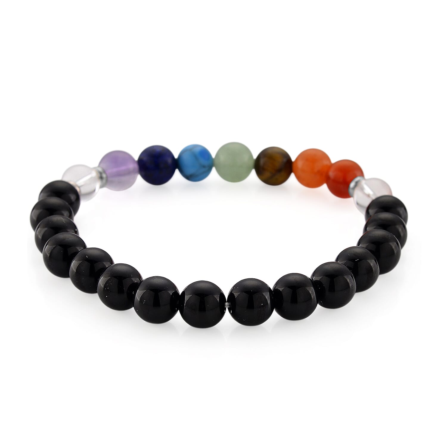Tucson Find - 2 Piece Set - Framed Multi Gemstone & Seven Chakra Gemstone Bracelet (Size 7.5 Stretchable) 150.00 Ct.