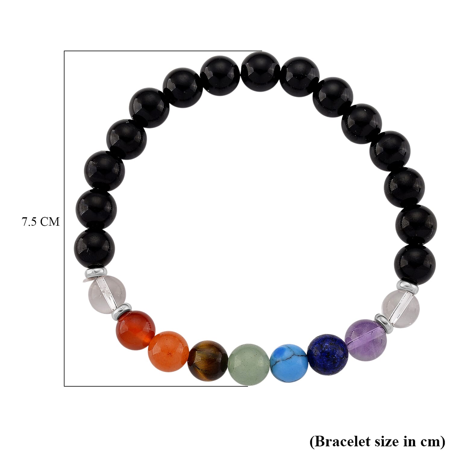 Tucson Find - 2 Piece Set - Framed Multi Gemstone & Seven Chakra Gemstone Bracelet (Size 7.5 Stretchable) 150.00 Ct.