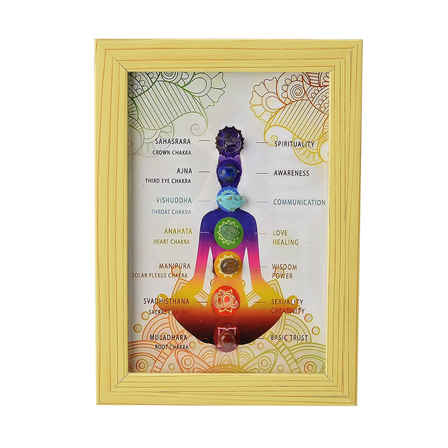 Tucson Find - 2 Piece Set - Framed Multi Gemstone & Seven Chakra Gemstone Bracelet (Size 7.5 Stretchable) 150.00 Ct.