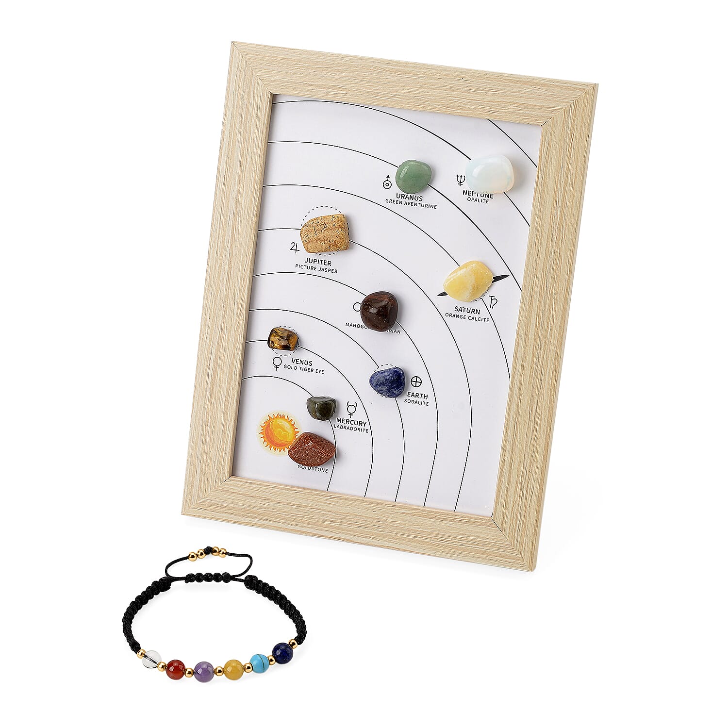 Tucson Find- 2 Piece Set - Framed Multi Gemstone and Seven Chakra Gemstone Bracelet (Size 7.5 Stretchable) 150.00 Ct.