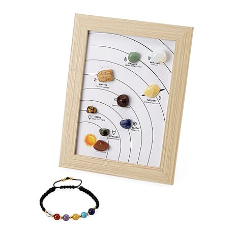 Tucson Find- 2 Piece Set - Framed Multi Gemstone and Seven Chakra Gemstone Bracelet (Size 7.5 Stretchable) 150.00 Ct.
