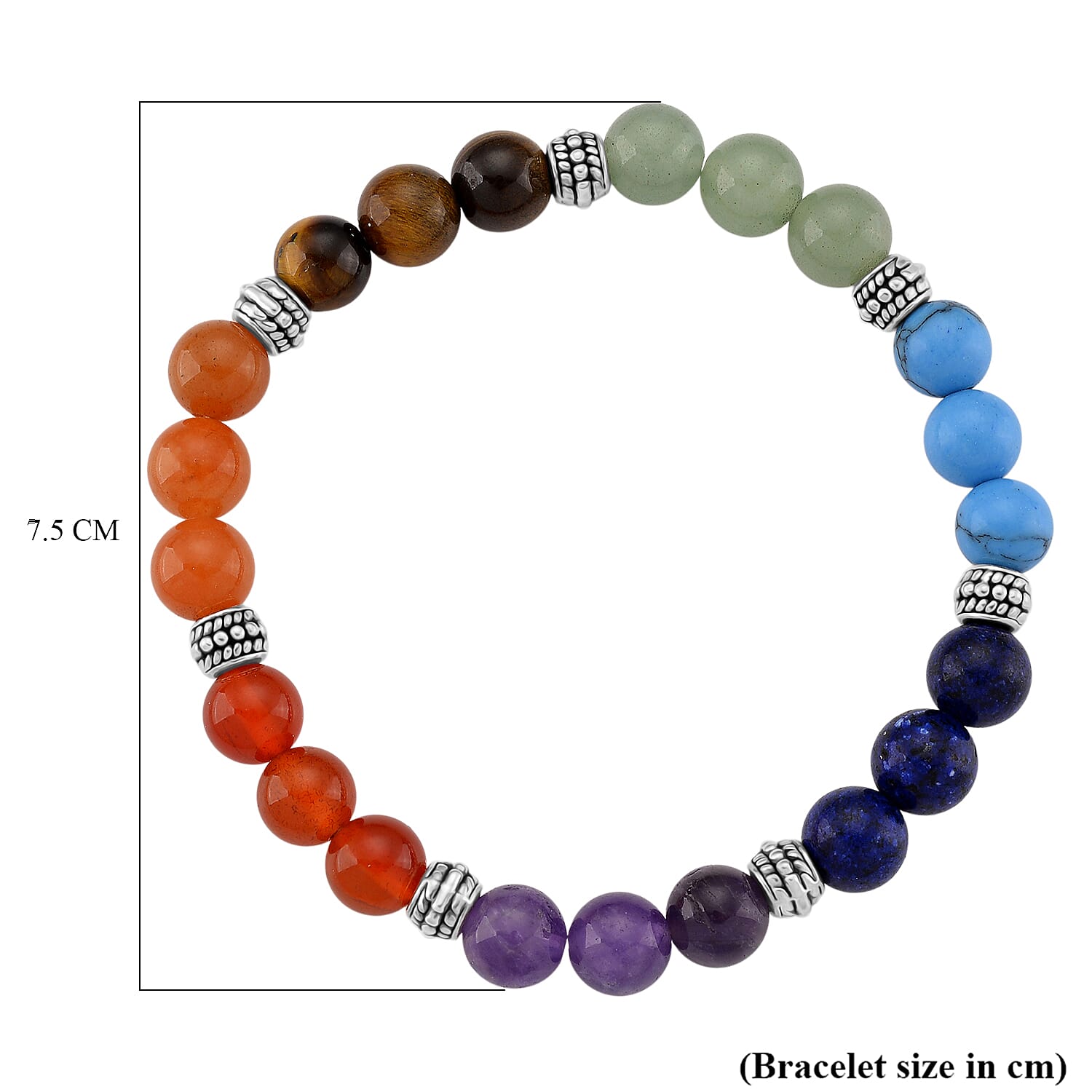 Tucson Find - 2 Piece Set - Framed Multi Gemstone and Seven Chakra Gemstone Bracelet (Size 7.5 Stretchable) 150.00 Ct.