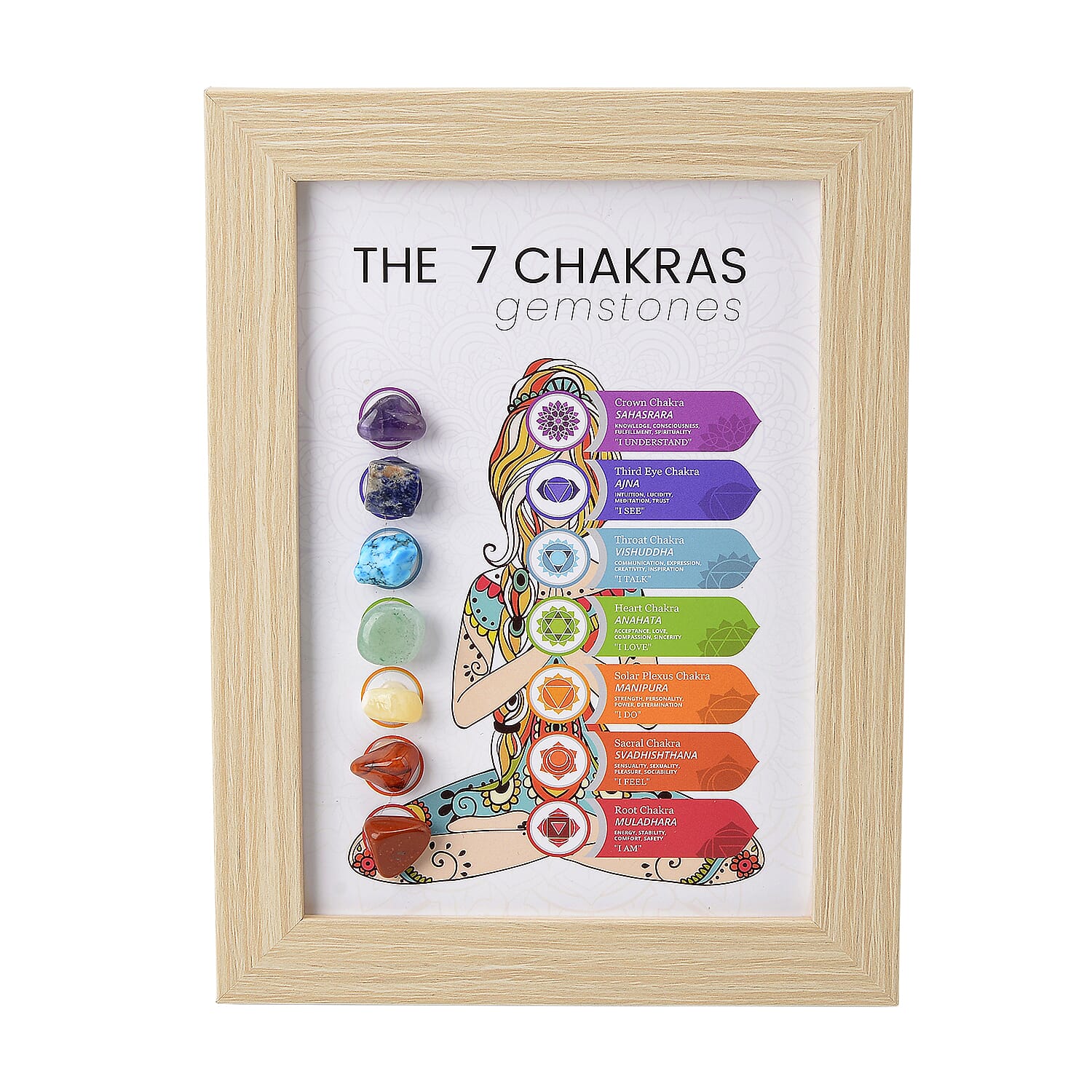 Tucson Find - 2 Piece Set - Framed Multi Gemstone and Seven Chakra Gemstone Bracelet (Size 7.5 Stretchable) 150.00 Ct.