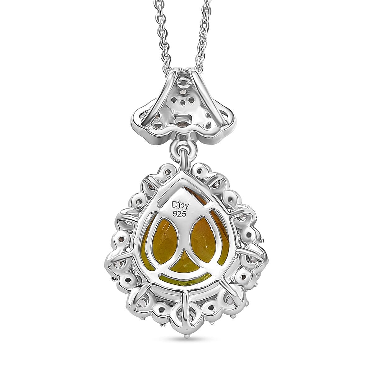 Djoy Rainbow Genesis Quartz & White Zircon Floral Halo Pendant with Chain (Size 20) in Rhodium Overlay Sterling Silver 5.02 Ct. Djoy Rainbow Genesis Quartz & White Zircon Floral Halo Pendant with Chain (Size 20) in Rhodium Overlay Sterling Silver 5.02 Ct.
