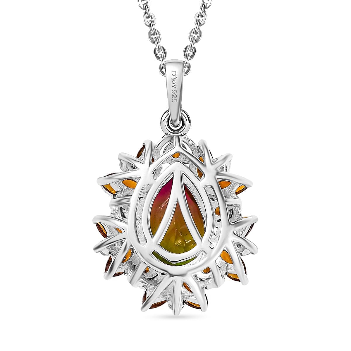 Djoy Rainbow Genesis Quartz, Citrine & White Zircon Aurora Bloom Pendant with Chain (Size 20) in Rhodium Overlay Sterling Silver 3.23 Ct. Djoy Rainbow Genesis Quartz, Citrine & White Zircon Aurora Bloom Pendant with Chain (Size 20) in Rhodium Overlay Sterling Silver 3.23 Ct.