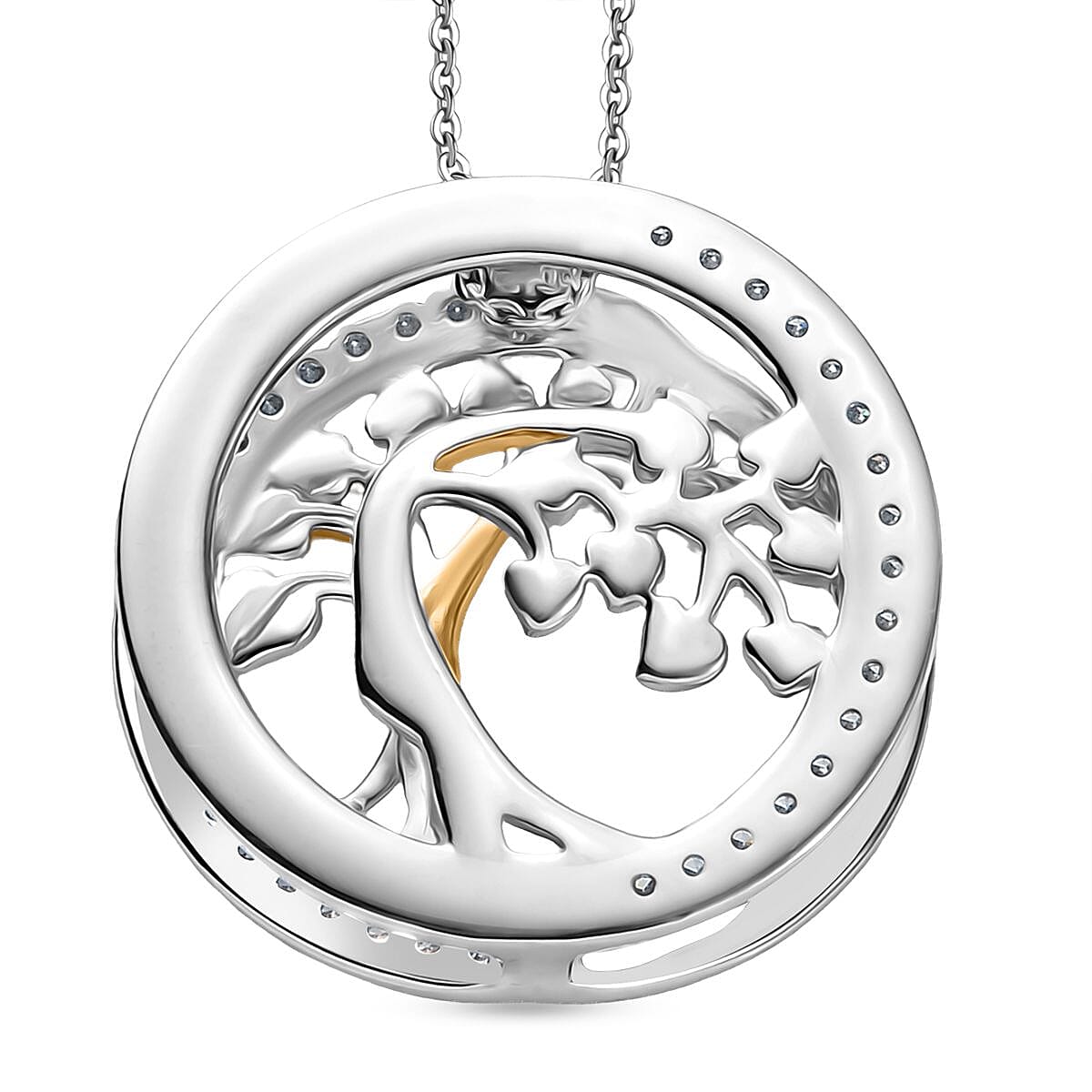 Luxuriant Diamond Lab Grown Diamond (SI-G-H) Tree of Life Pendant with Chain (Size 20) in 18K Vermeil Yellow Gold Plated & Rhodium Overlay Sterling Silver 0.50 Cts Luxuriant Diamond Lab Grown Diamond (SI-G-H) Tree of Life Pendant with Chain (Size 20) in 18K Vermeil Yellow Gold Plated & Rhodium Overlay Sterling Silver 0.50 Cts
