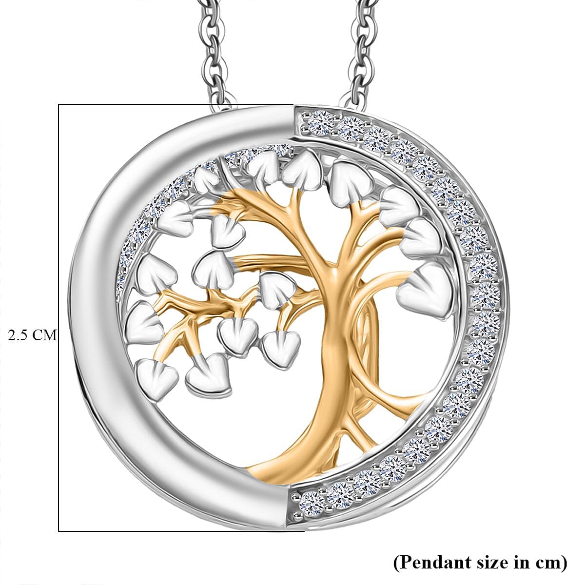 Luxuriant Diamond Lab Grown Diamond (SI-G-H) Tree of Life Pendant with Chain (Size 20) in 18K Vermeil Yellow Gold Plated & Rhodium Overlay Sterling Silver 0.50 Cts Luxuriant Diamond Lab Grown Diamond (SI-G-H) Tree of Life Pendant with Chain (Size 20) in 18K Vermeil Yellow Gold Plated & Rhodium Overlay Sterling Silver 0.50 Cts