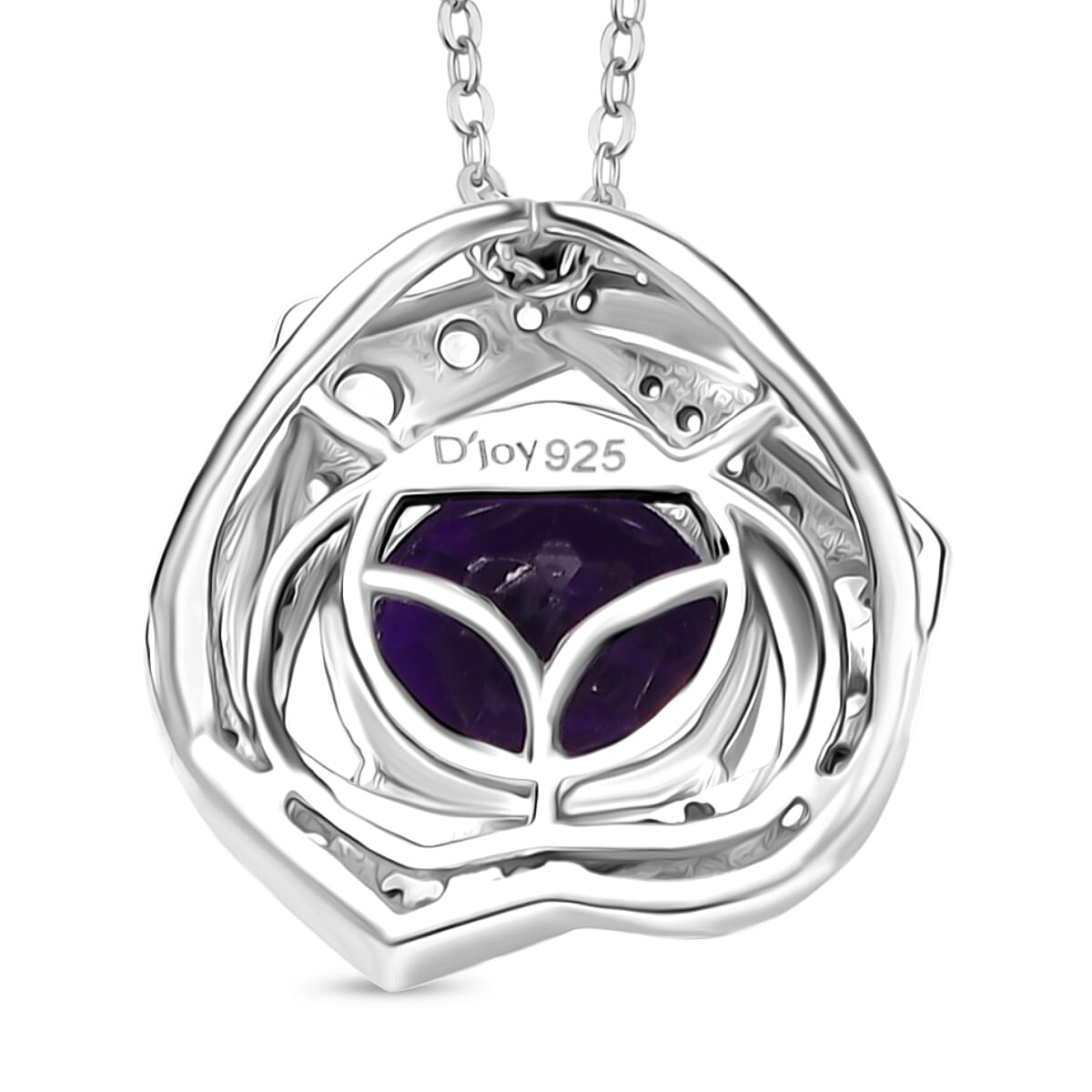 African Amethyst & White Zircon Pendant with Chain (Size 20) in Rhodium Overlay Sterling Silver 2.34 ct. African Amethyst & White Zircon Pendant with Chain (Size 20) in Rhodium Overlay Sterling Silver 2.34 ct.