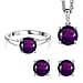 3 Piece Set - African Amethyst Earring, Ring, Pendant with Chain