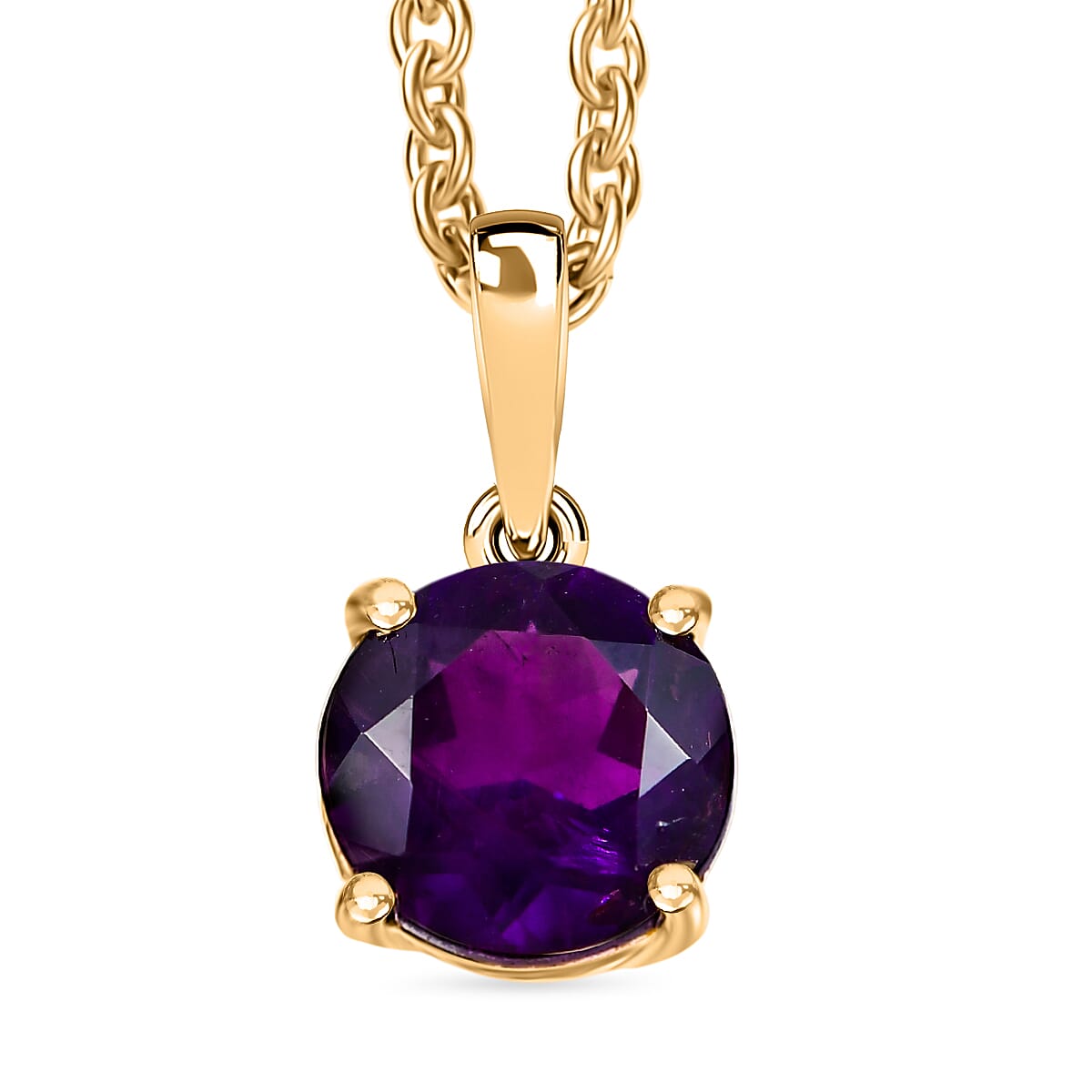 3 Piece Set - African Amethyst Earring, Ring, Pendant with Chain (Size 20) in 14K Yellow Gold Plated Sterling Silver 3.75 Ct, Silver Wt. 5.39 Gms. 3 Piece Set - African Amethyst Earring, Ring, Pendant with Chain (Size 20) in 14K Yellow Gold Plated Sterling Silver 3.75 Ct, Silver Wt. 5.39 Gms.