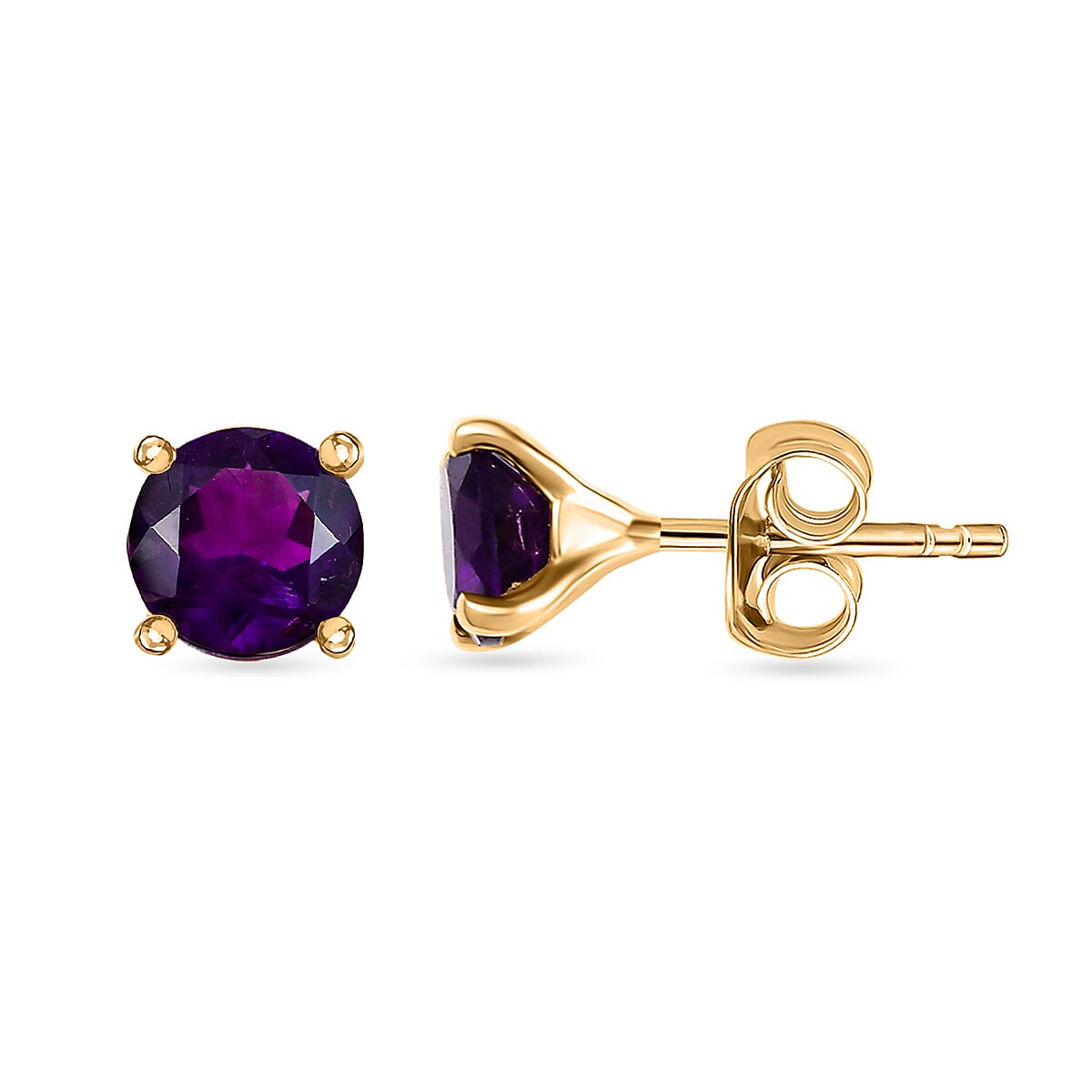 3 Piece Set - African Amethyst Earring, Ring, Pendant with Chain (Size 20) in 14K Yellow Gold Plated Sterling Silver 3.75 Ct, Silver Wt. 5.39 Gms. 3 Piece Set - African Amethyst Earring, Ring, Pendant with Chain (Size 20) in 14K Yellow Gold Plated Sterling Silver 3.75 Ct, Silver Wt. 5.39 Gms.