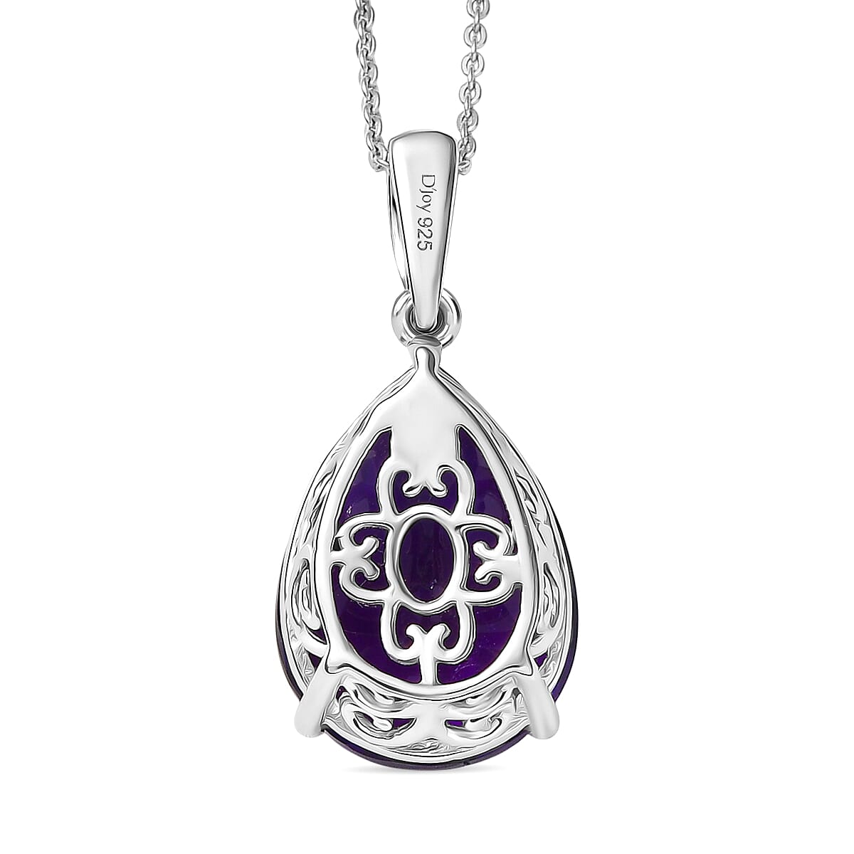 African Amethyst Pendant with Chain (Size 20) in Rhodium Overlay Sterling Silver 11.33 Ct. African Amethyst Pendant with Chain (Size 20) in Rhodium Overlay Sterling Silver 11.33 Ct.