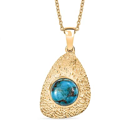 Tucson Find Blue Turquoise Texture Pendant with Chain (Size 20)