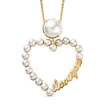 GP Amore Collection - White Freshwater Pearl Heart Pendant with Chain (Size 20) in 18K Vermeil Yellow Gold Sterling Silver 8.41 Ct.