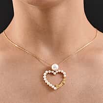 GP Amore Collection - White Freshwater Pearl Heart Pendant with Chain (Size 20) in 18K Vermeil Yellow Gold Sterling Silver 8.41 Ct.
