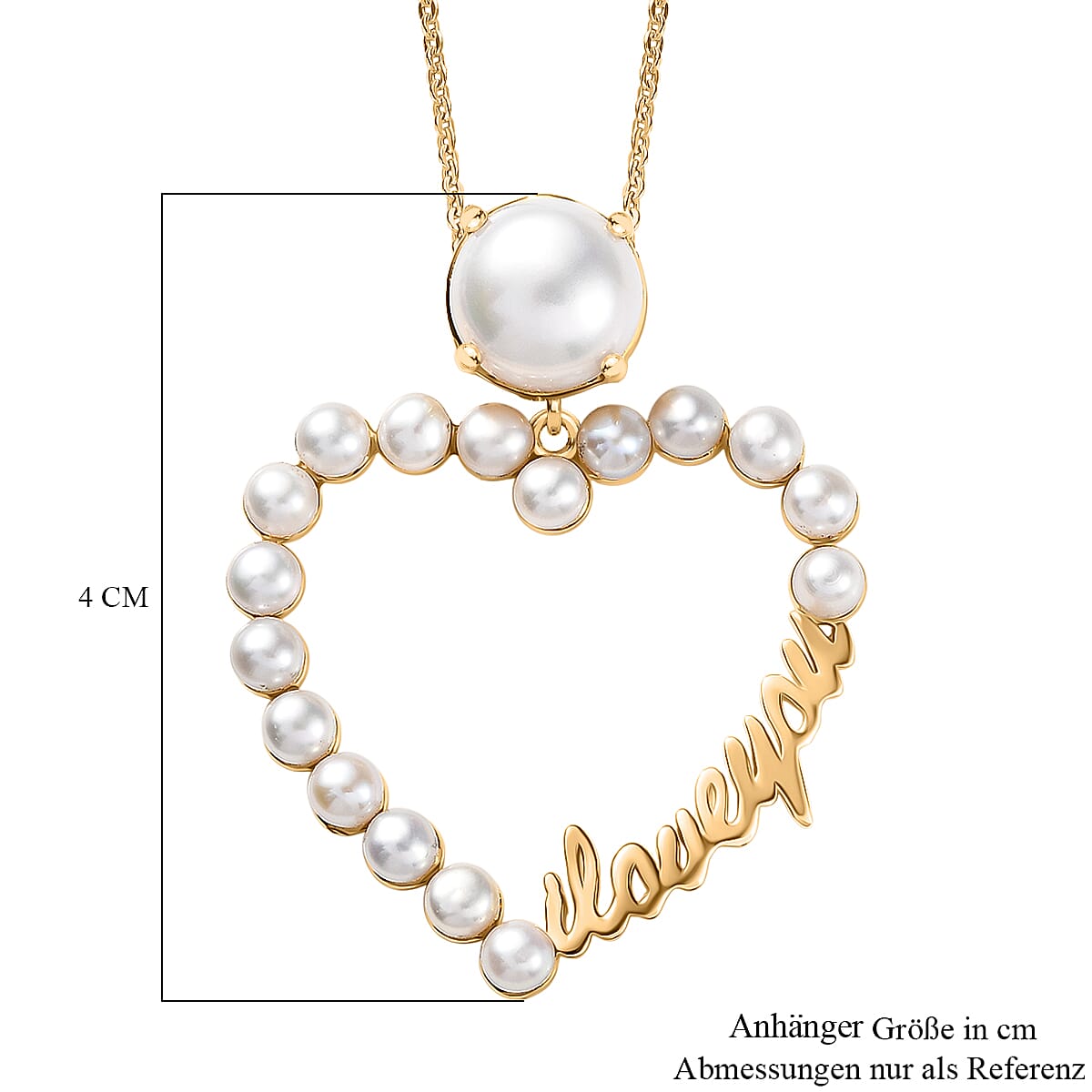 GP - Amore Collection White Fresh Water Pearl & Blue Sapphire Pendant with Chain (Size 20) in 18K Vermeil Yellow Gold Sterling Silver 8.41 Ct. GP - Amore Collection White Fresh Water Pearl & Blue Sapphire Pendant with Chain (Size 20) in 18K Vermeil Yellow Gold Sterling Silver 8.41 Ct.