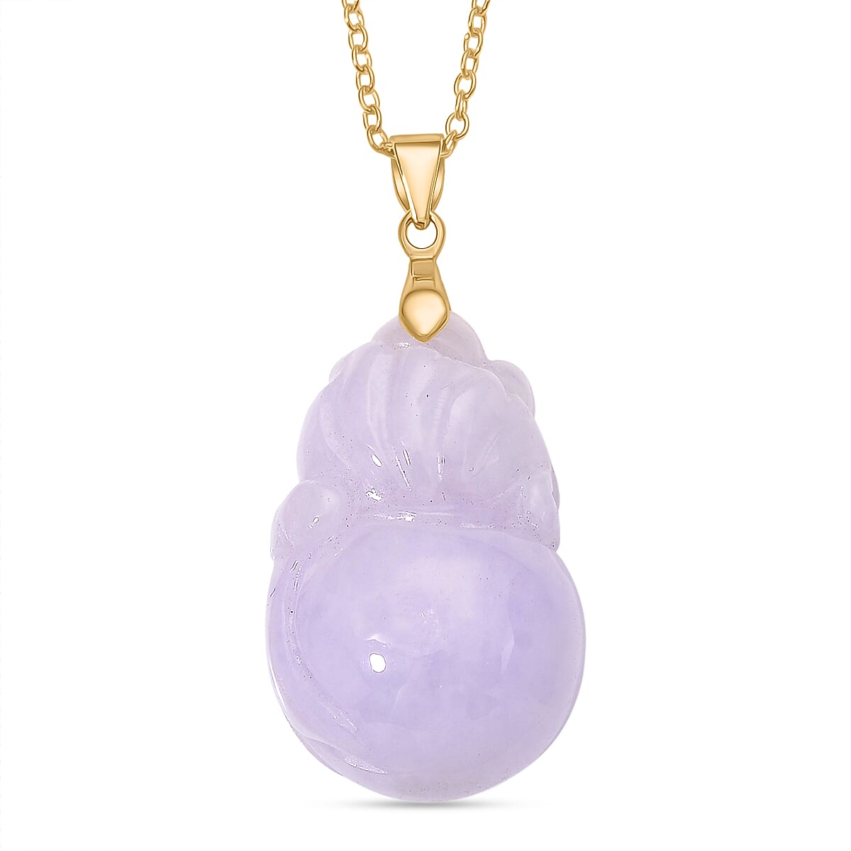 Lavender Jade Pendant with Chain (Size 20) in Yellow Gold Plating Rhodium Overlay Sterling Silver 51.00 Ct.