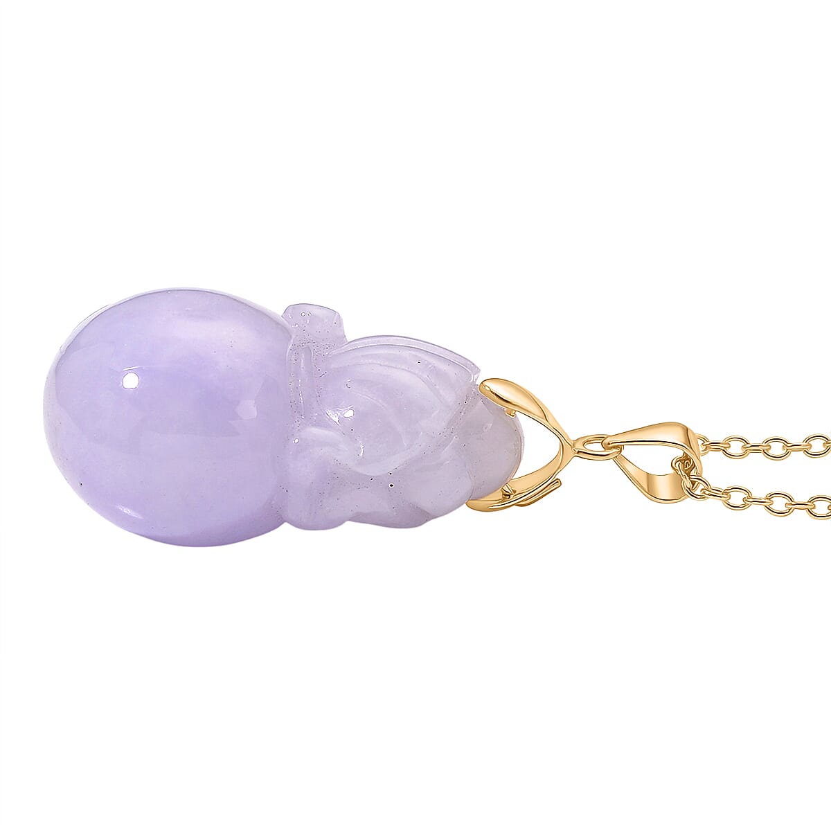 Lavender Jade Pendant with Chain (Size 20) in Yellow Gold Plating Rhodium Overlay Sterling Silver 51.00 Ct.