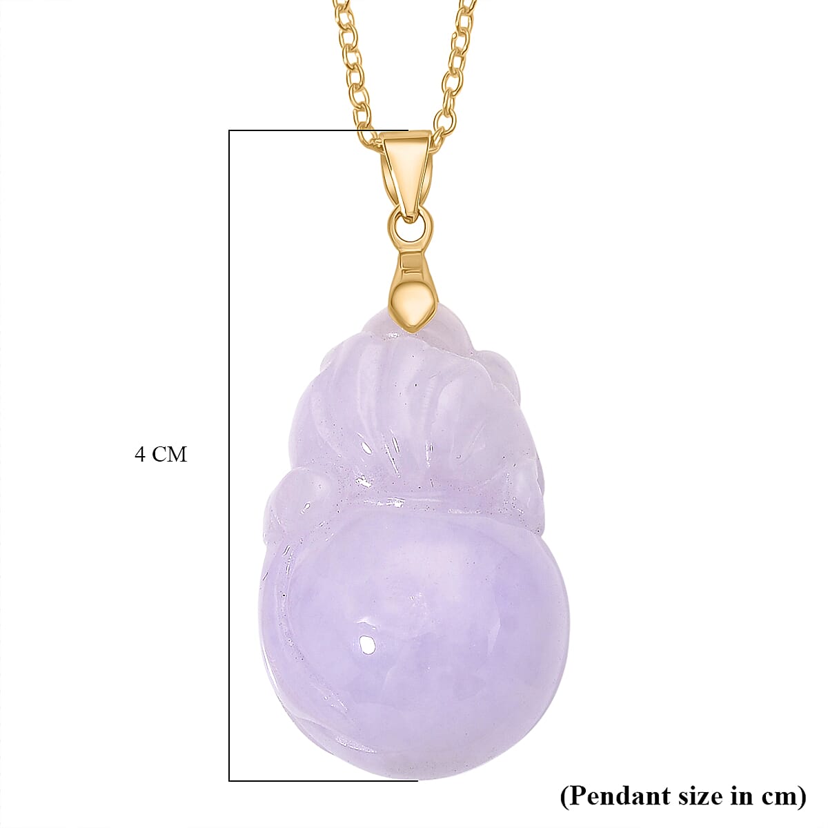 Lavender Jade Pendant with Chain (Size 20) in Yellow Gold Plating Rhodium Overlay Sterling Silver 51.00 Ct.