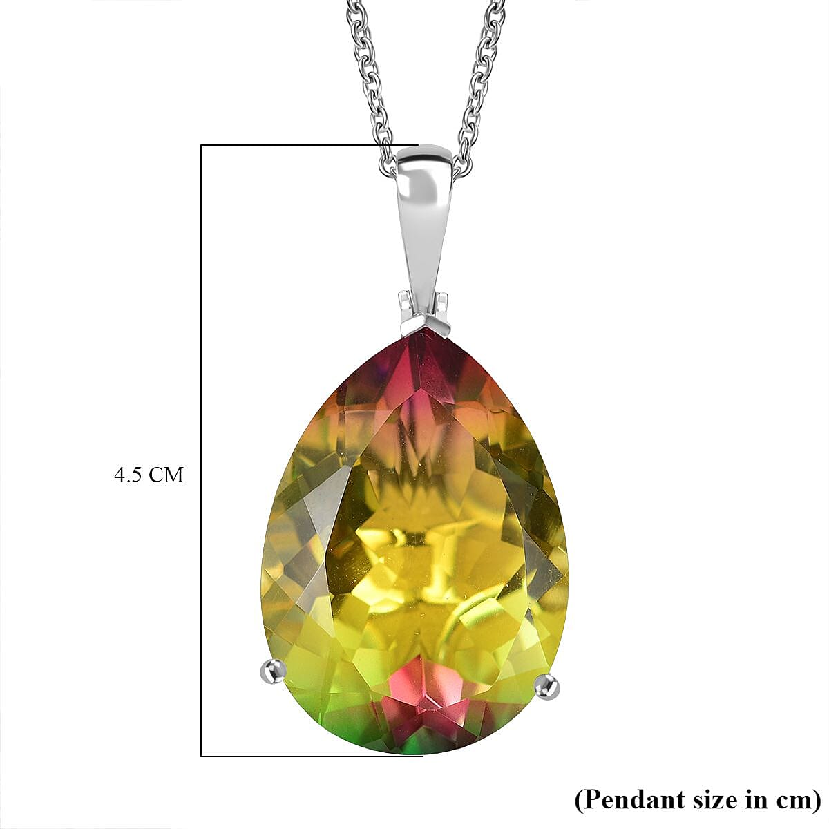 Djoy Rainbow Genesis Quartz Sunbeam Oasis Pendant with Chain (Size 20) in Rhodium Overlay Sterling Silver 52.01 Ct, Silver Wt. 8.41 Djoy Rainbow Genesis Quartz Sunbeam Oasis Pendant with Chain (Size 20) in Rhodium Overlay Sterling Silver 52.01 Ct, Silver Wt. 8.41